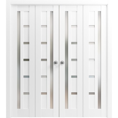 Sartodoors Sliding Closet Double Bi-fold Doors White Solid Core Modern Interior QUADRO4088DBF-WS-96 x 80 (4* 24x80)