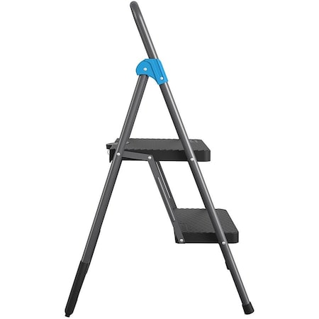 Cosco Folding Step Stool, 2 Step, 300 lb., Gray, 2 Steps, Steel, Gray 11829GGB