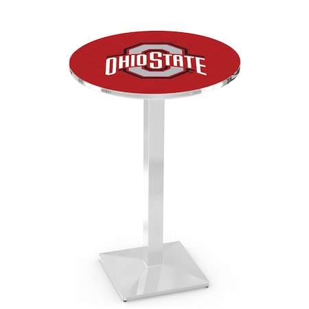 Holland Bar Stool Co 36" Chrome Ohio State Pub Table, 36" dia. Top L217C3636OhioSt