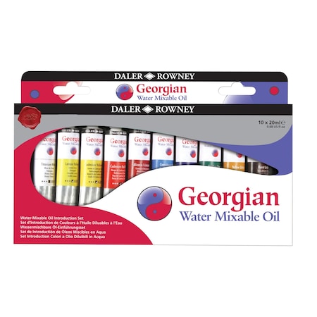 Daler-Rowney Georgian Water-Mixable Oil Paint Introduction Set, Assorted Colors, 20ml, 10-Piece Set D119900050