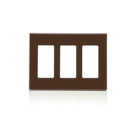 Leviton Decora Wallplate, Screwless, Standard Size, Gang 3, Brown 80311-S0