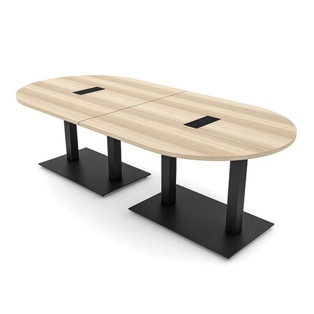Skutchi Designs Racetrack Conference Table With Power Unit, 48 in W, 96 in L, Brown HAR-RAC-48X96-DOU.BK-K525-EBLK