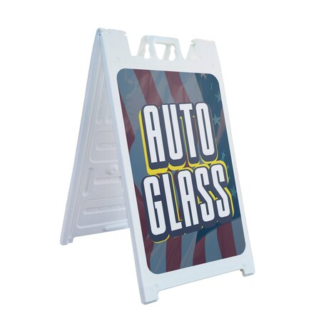 Signmission Auto Glass, A-Frame & 2 Decals Installed, Heavy-Duty Plastic Frame SBHD-D-2436-30343