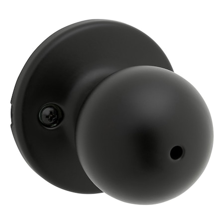 Kwikset Polo Knob Privacy Door Lock with 6AL Latch and RCS Strike Matte Black Finish 300P-514