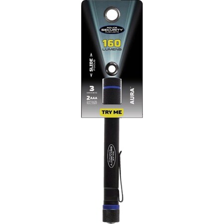 Police Security Aura 270 Lm. 2AAA Aluminum LED Penlight Black 98394