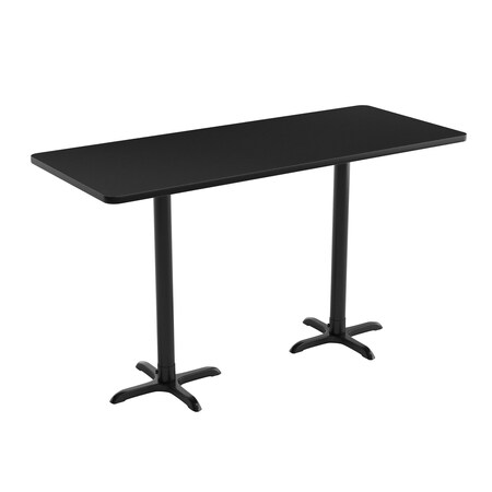 Flash Furniture Commercial Black Laminate Tabletop-Dual Bar Height Crisscross Bases, 72 in x 30 in XU-BLKTB-3072-T2222B-GG