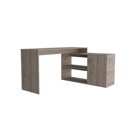 Homeroots 60" Light Gray L Shape Computer Desk 477847