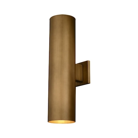 Vaxcel Chiasso 2-Light Warm Brass Outdoor Wall Sconce Aluminum Shade Wall Mount Fixture T0789