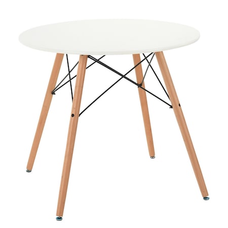 Homeroots 32" White and Natural Wood Round Top Dining Table 568199