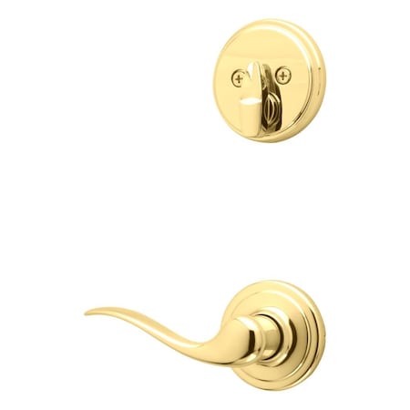 Kwikset Left Hand Single Cylinder Interior Tustin Lever Trim Bright Brass Finish 971TNLLH-3