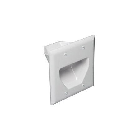 Cable Wholesale 2-Gang Recessed Low Voltage Cable Plate, Ultra White 45-0002-UWH