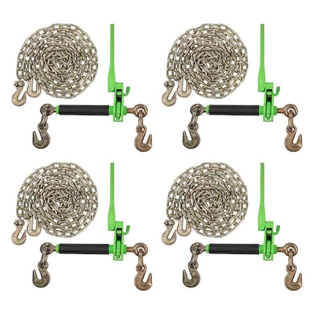Mytee Products 5/16 in-3/8 in Green Folding Handle Ratchet Load Binder & 5/16 inx12 ft Binder Chain CBRS-FH56x4-CH51612x4-KIT