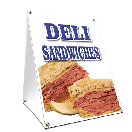 Signmission Deli Sandwiches, 24 Inch x 18 Inch A-frame Yard Sign, Plastic Sign SBC-1824-Deli Sandwiches