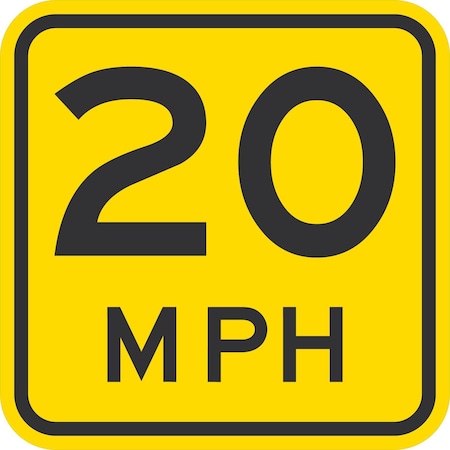 Lyle W13-1, 20 M.P.H., Reduced Size, 12x12, High Intensity Prismatic, Yellow G-2418-HI_12x12