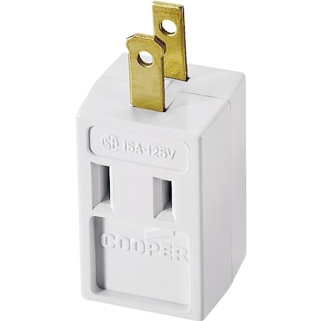 Eaton Wiring Devices Plug Adapter, Cube Tap, 1-15R, 0 ft., White 4400W-BOX