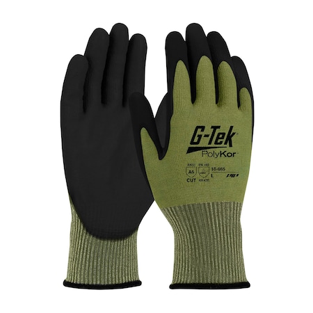 G-Tek Seamless Knit A5 PolyKor Blended Glove with Polyurethane Coated Flat Grip on Palm & Fingers, 12PK 5305