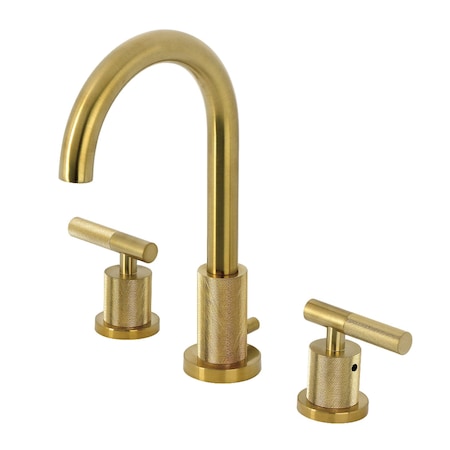 Kingston Brass Widespread Bathroom Faucet with Knurled Handle and Brass Pop-Up, Brushed Brass FSC8923KNL