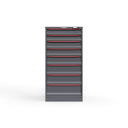 Strong Hold 8 drawer cabinet - (2x 4ft, 2x 5ft, 1x 6ft, 2x 7ft, 1x 8ft) - Red accents - E-Lock w/ Tracking S3060-PPTAS-0801DS