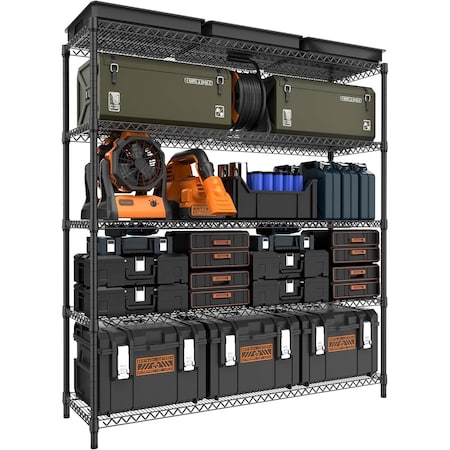 Factory 2U Wire Shelving Unit, 18inD x 41inW x 72inH, 5 Shelves, Commercial Duty, 800 lbs Per Shelf, Black 803978