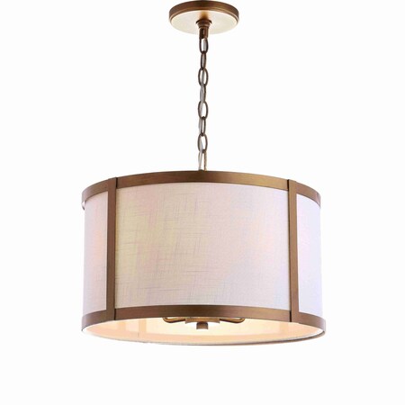 Jonathan Y Thatcher 17" Metal LED Pendant Light, Gold/White JYL3510B