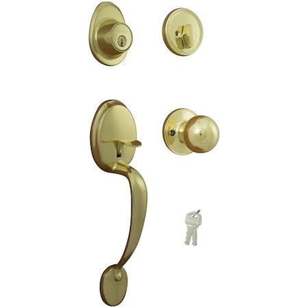 Prosource Combination Lockset, Polished Brass, T3 Interior Handle, 3 Grade, Brass S7731-PS