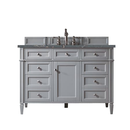 James Martin Vanities Brittany 48in Single Vanity, Urban Gray w/ 3 CM Parisien Bleu Silestone Top 650-V48-UGR-FPBL