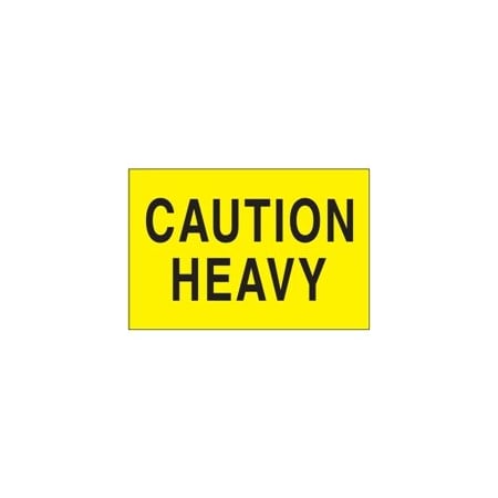 Bubblefast 2 x 3'' - ''Caution - Heavy'' Fluorescent Yellow Labels BFDL1610
