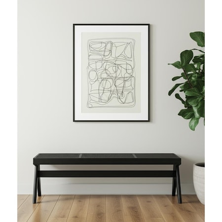 Homeroots 59" Black Solid Wood and Cane Dining Bench 606739