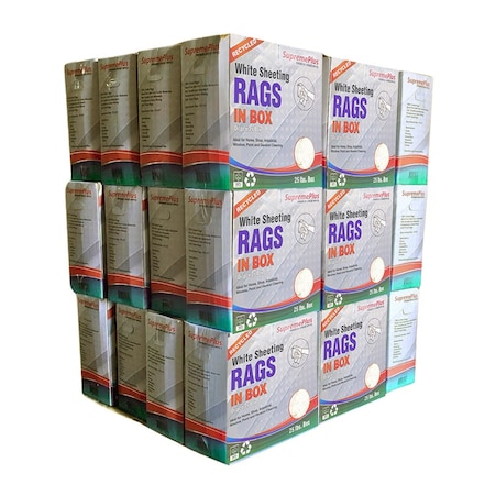 Supremeplus Recycled White Sheeting Cleaning Rags, 1000 lbs. Pallet, 40 x 25 lbs. Compressed Box, 40PK SP-8704
