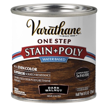 Varathane One Step Water-Based Wood Stain and Polyurethane, Early American, 1/2 Pint 384360