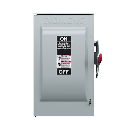 Siemens Safety Switch, 3PST, 100 A, 240V AC GF323NRA