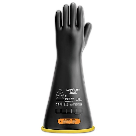 Ansell Electrical-Insulating Gloves, 36,000V AC, 54,000V DC, Natural Rubber Latex, 18 in Length, Size 10 RIG418YBSC