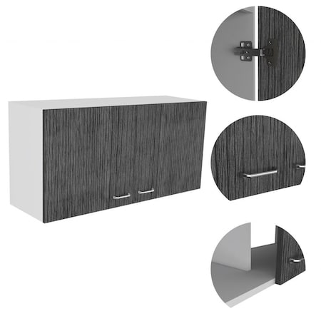 Homeroots 33" Gray Laminate Wall mounted Accent Cabinet With Four Drawers 477783