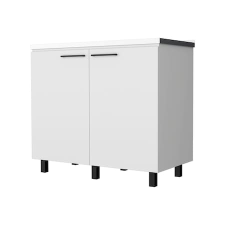 Homeroots 39in Black And Silver Accent Cabinet With One Shelf 518208