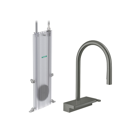 Hansgrohe Aquno Select HighArc Kitchen Faucet, 3-Spray Pull-Down with sBox, 1.75 GPM in Brushed Black Chrome 73831341