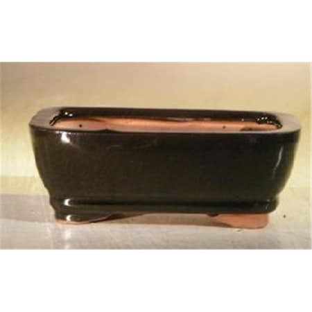 Paisaje 5 x 3.5 x 2 in. Ceramic Bonsai Pot, Black - Rectangle PA2803682