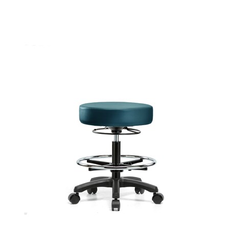 Blue Ridge Ergonomics Vinyl Mini-Stool, Med Bench, CF, Casters, Royal BR-VMBMS-RG-CF-RC-8801