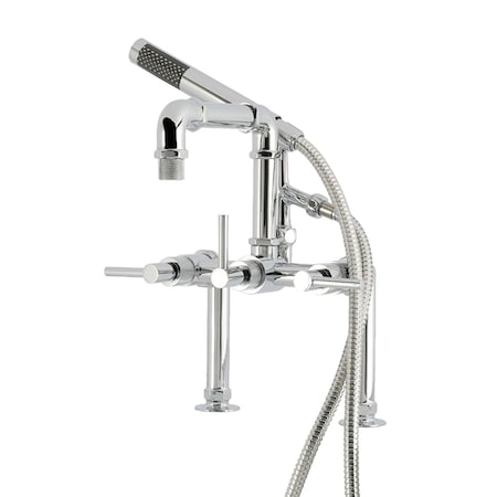 Kingston Brass 7" Center Deck-Mount Clawfoot Tub Faucet with Hand Shower, Polished Chrome AE6401DL