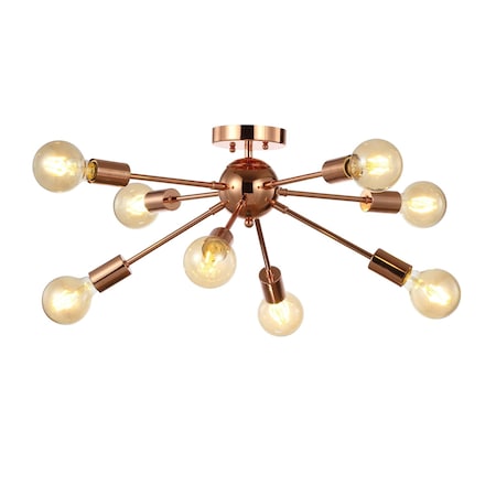 Jonathan Y Copper 30.5" 8-Light Sputnik Metal LED Flush-Mount, Copper JYL7459A