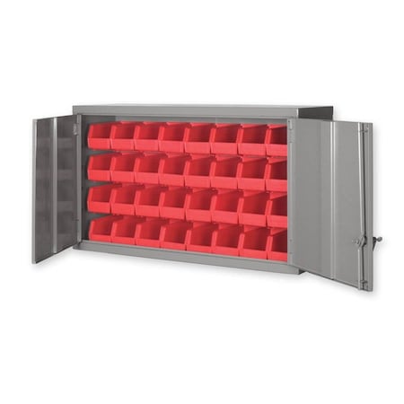 Pucel Wall and Bench Bin Cabinet, 48 in W x 14 in D x 27 in H, Gray WC-4827-B (32 PB-3 Bins)