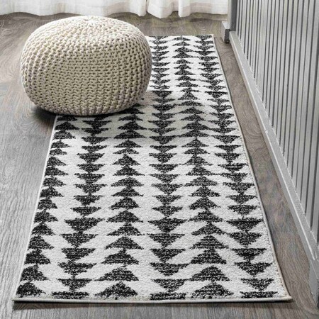 Jonathan Y Aisha Moroccan Triangle Geometric Cream/Black 2 ft. x 10 ft. Runner Rug MOH206A-210