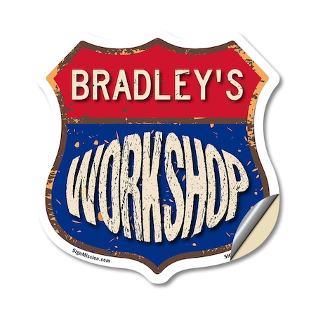 Signmission Bradley's Workshop, 12 Inch X 12 Inch, Vinyl Decal SHI-D-12-489-BRADLEY