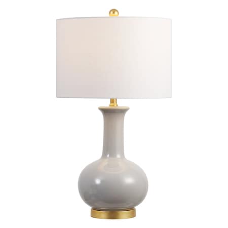 Jonathan Y Brussels 27" Contemporary Transitional Ceramic/Metal LED Table Lamp, Gray/Brass JYL6208B