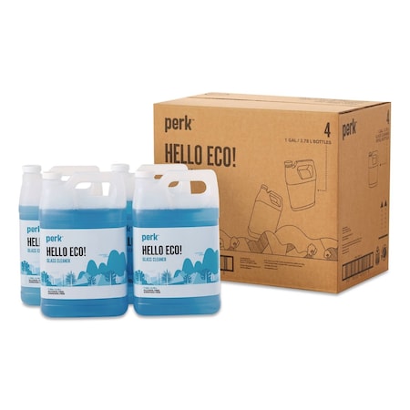 Perk Hello Eco Glass Cleaner, 1 gal Refill Jugs, 4PK SEB611001-A