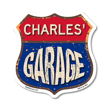 Signmission Charles's Garage, 12 Inch X 12 Inch, Plastic Sign SHI-P-12-383-CHARLES