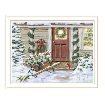 Homeroots Decorated Holiday Porch White Framed Wall Art 572092