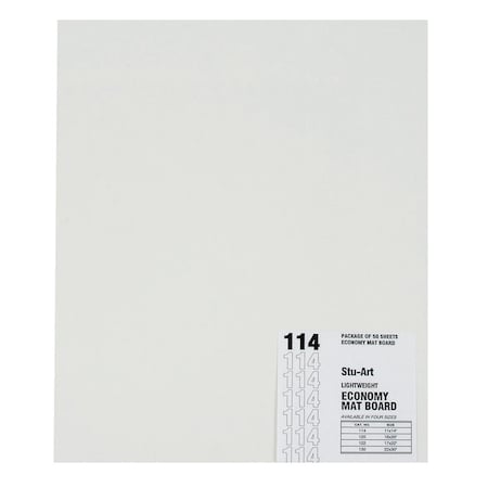 Stu-Art Supplies Economy Light-Weight Mat Board, 22 x 30 in., 6-Ply Thickness, White Pebbled, 50PK 461162