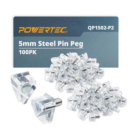 Powertec 5mm Clear Shelf Pegs, Shelf Pins Support Pegs, 100 PCS, 100PK QP1502-P2N