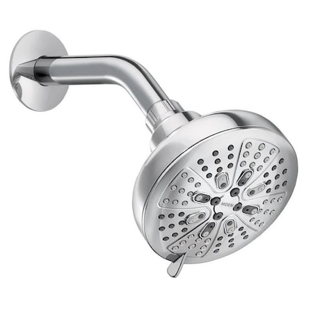 Moen Hydro Energetix Showerhead, Round, 1.75 gpm, 1/2 in Connection, IPS, 8-Spray Function, Chrome 200W0