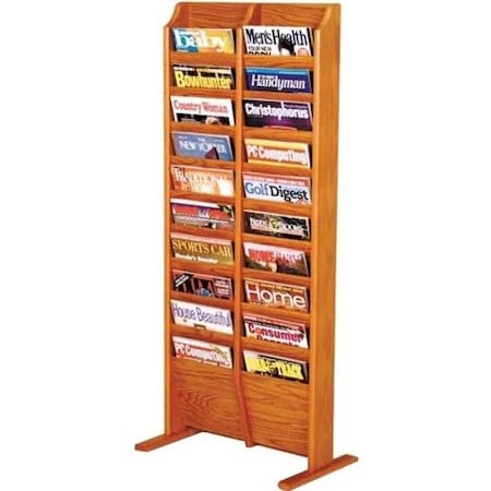 Wooden Mallet 20 Pocket Free Standing Oak Display Medium Oak MR20-FSMO